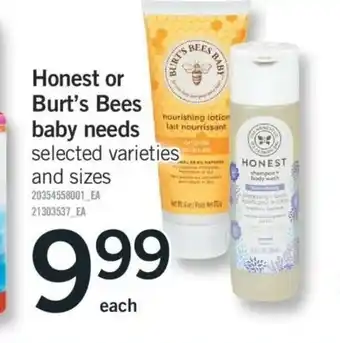 Fortinos Honest or burt's bees baby needs offer
