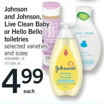 Fortinos Johnson and johnson, live clean baby offer