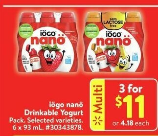 Walmart Iögo nanö Drinkable Yogurt offer