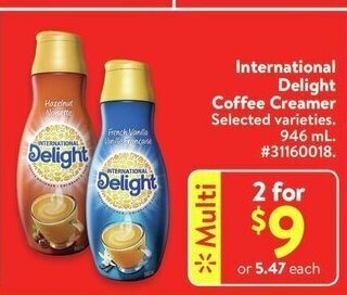 Walmart International Delight Coffee Creamer offer
