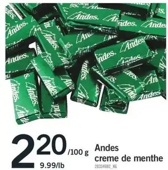 Fortinos Andes creme de menthe offer