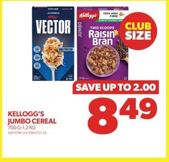 Real Canadian Superstore Kellogg's jumbo cereal, 700 g-1.2 kg offer