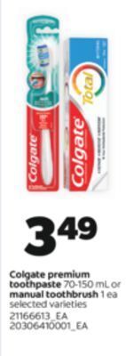 Real Canadian Superstore Colgate premium toothpaste, 70-150 ml or manual toothbrush offer