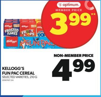 Real Canadian Superstore Kellogg's fun pac cereal, 210 g offer