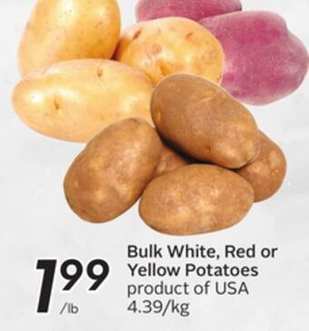 Sobeys Bulk white, red or yellow potatoes offer