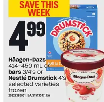 Independent Grocer Häagen-dazs, 414-450 ml or bars, 3/4's or nestlé drumstick, 4's offer
