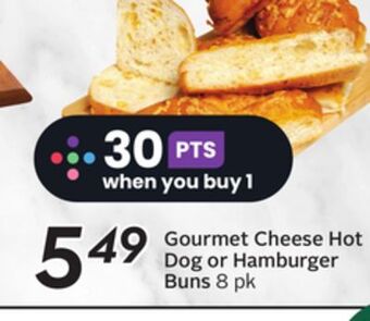 Sobeys Gourmet cheese hot dog or hamburger buns offer