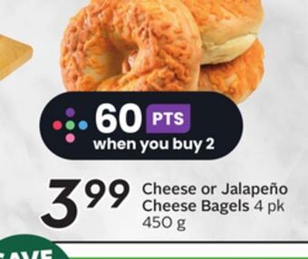 Sobeys Cheese or jalapeño cheese bagels offer