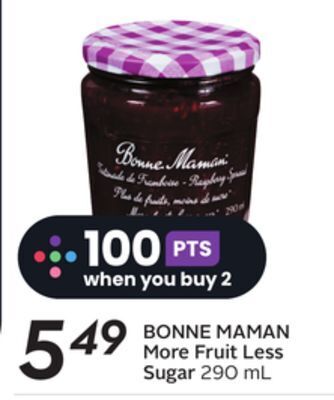 Sobeys Bonne maman more fruit less sugar offer