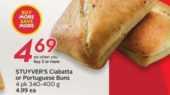 Sobeys Stuyver's ciabatta or portuguese buns offer