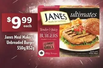 Fortinos Janes meal makers unbreaded burger offer