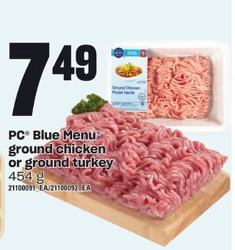 Independent Grocer Pc® blue menu ground chicken or ground turkey, 454 g offer