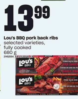 Independent Grocer Lou's bbq pork back ribs, 680 g offer