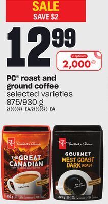 Independent Grocer Pc® roast and ground coffee, 875/930 g offer