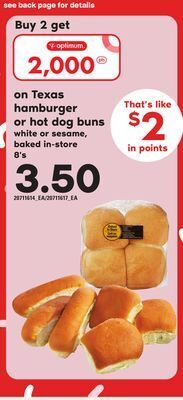 Independent Grocer Texas hamburger or hot dog buns, 8's offer