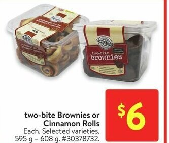 Walmart Two-bite Brownies or Cinnamon Rolls offer