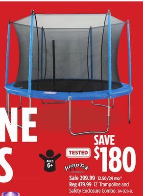Canadian Tire Jumptek 12´ trampoline and safety enclosure combo. offer