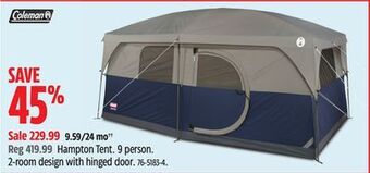 Canadian Tire Coleman hampton tent offer