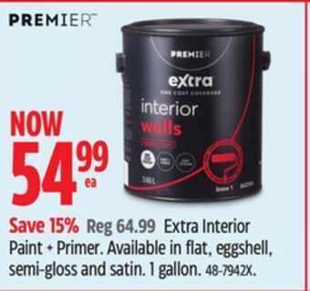 Canadian Tire Premier extra interior paint + primer offer