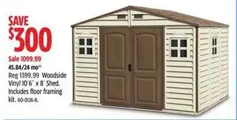 Canadian Tire Duramax woodside vinyl 10´6˝ x 8´ shed offer