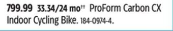 Canadian Tire Proform carbon cx indoor cycling bike offer