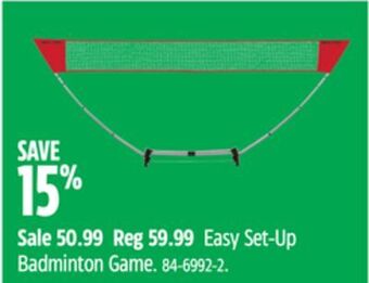 Canadian Tire Rec-tek easy set-up badminton game. offer