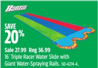 Canadian Tire Banzai 16´ triple racer water slide with giant water-spraying rails offer