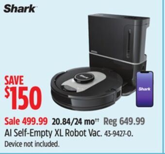 Canadian Tire Shark ai self-empty xl robot vac offer