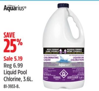 Canadian Tire Aquarius liquid pool chlorine, 3.6l offer