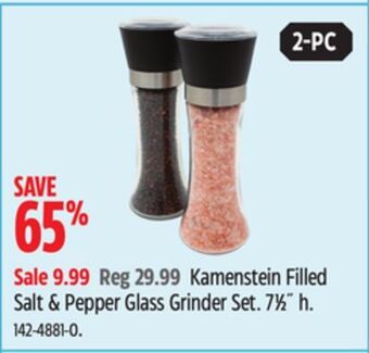 Canadian Tire Kamenstein filled salt pepper glass grinder set offer