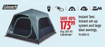 Canadian Tire Coleman instant tent offer