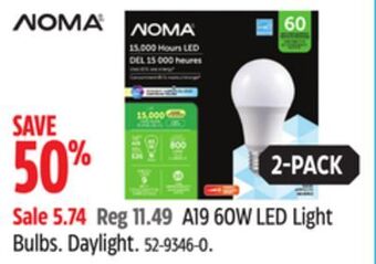 Canadian Tire Noma a19 60w led light bulbs offer