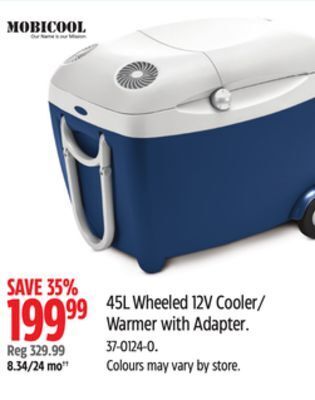 Canadian Tire Mobicool 45l wheeled 12v cooler/ warmer with adapter offer