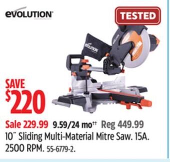 Canadian Tire Evolution 10˝ sliding multi-material mitre saw offer