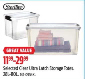 Canadian Tire Sterilite selected clear ultra latch storage totes offer