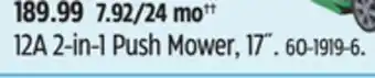 Canadian Tire Certified 12a 2-in-1 push mower, 17˝ offer