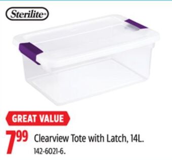 Canadian Tire Sterilite clearview tote with latch, 14l offer