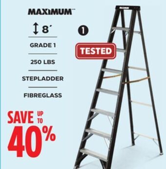 Canadian Tire Maximum grade 1 fiberglass heavy-duty industrial step ladder, 250-lb, 8-ft offer