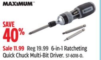 Canadian Tire Maximum 6-in-1 ratcheting quick chuck multi-bit driver offer