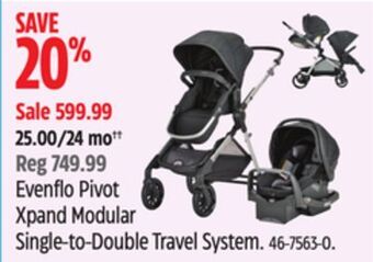 Canadian Tire Evenflo pivot xpand modular single-to-double travel system offer