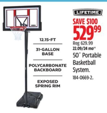 Canadian Tire Lifetime 50 portable basketball system offer
