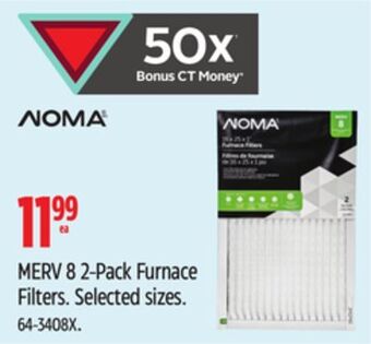 Canadian Tire Noma merv 8 2-pack furnace filters offer