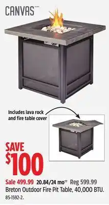 Canadian Tire Canvas breton outdoor fire pit table, 40,000 btu offer