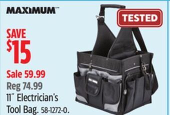 Canadian Tire Maximum 11˝ electrician's tool bag offer