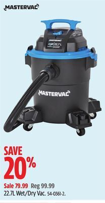 Canadian Tire Mastervac 22.7l wet/dry vac offer