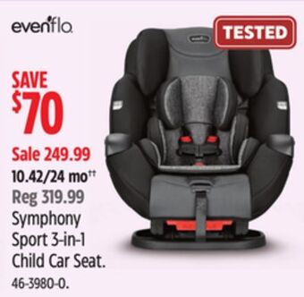 Canadian Tire Evenflo symphony sport 3-in-1 child car seat offer