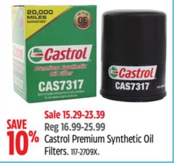 Canadian Tire Castrol premium synthetic oil filters offer