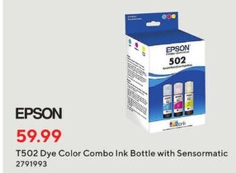 Staples Epson t502 dye color combo ink bottle with sensormatic offer