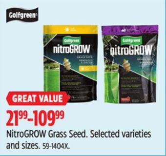 Canadian Tire Golfgreen nitrogrow grass seed offer