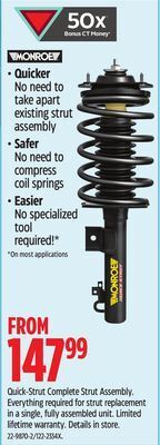 Canadian Tire Monroe quick-strut complete strut assembly offer